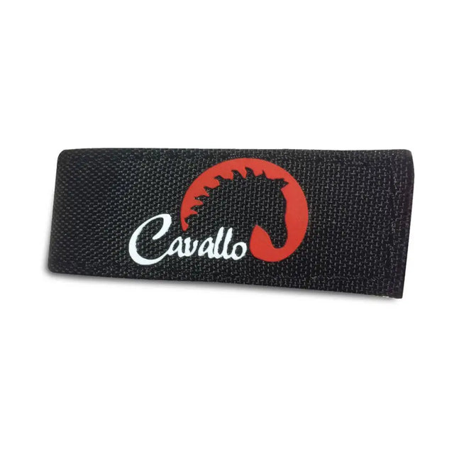 Black textured fabric boot replacement strap with red horse silhouette and white cavallo logo for simple boot replacement