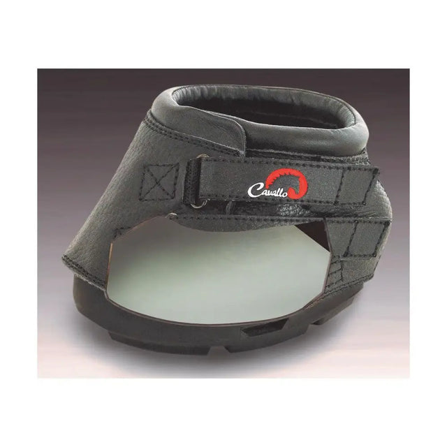 Dark gray cavallo support pads hoof boot with padded interior and adjustable strap made from industrial grade thermoplastic urethane compound