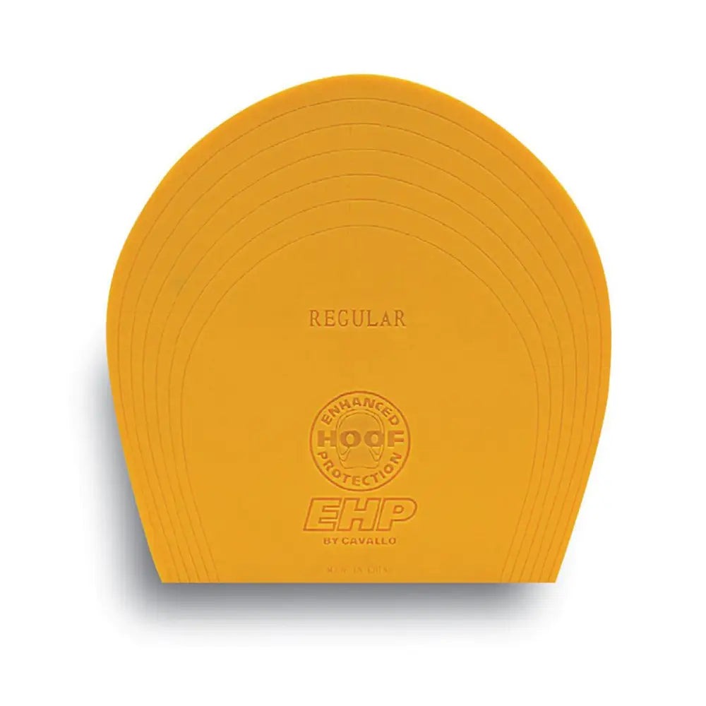 Bright yellow semi-rigid cavallo transport air comfort pad with embossed branding and concentric ridges to absorb shock