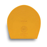 Bright yellow semi-rigid cavallo transport air comfort pad with embossed branding and concentric ridges to absorb shock