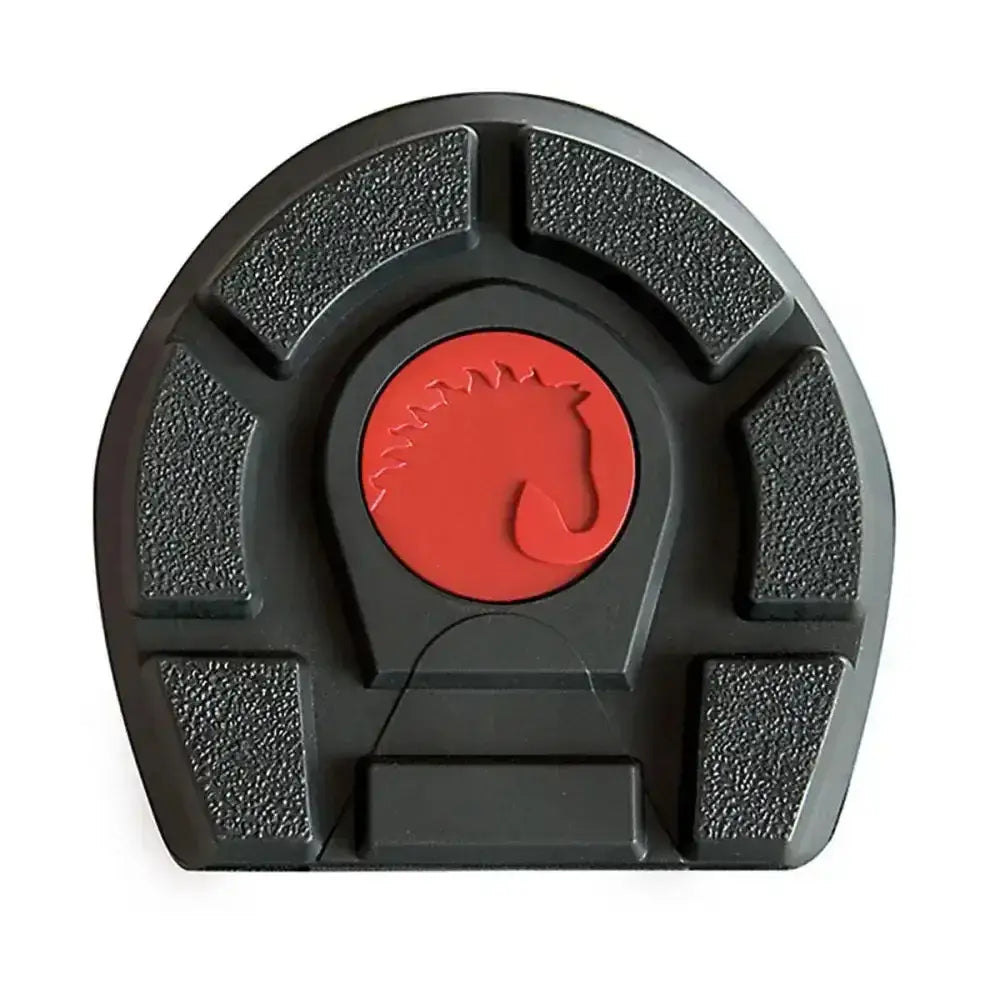 Black rubber hoof-shaped cavallo trek regular sole with red horse emblem made of high performance tpu and rust proof metal