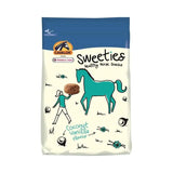 Cavalor sweeties coconut vanilla flavored horse treats sweeties 750g in blue cream bag with horse rider design containing maize germ meal