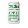 A white aluminum can of cawston sparkling apple featuring green floral patterns and a blend of cotswold spring water