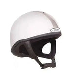 White and black champion ventair deluxe skull riding hat with glossy finish for equestrian use 51cm to 55cm