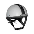 Silver champion ventair riding hat optic white sports riding helmet with black stripe and adjustable black straps