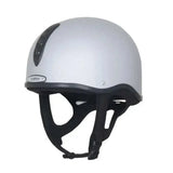 Silver champion x-air jockey helmet riding hat with black ventilation slots and adjustable straps 56cm to 63cm