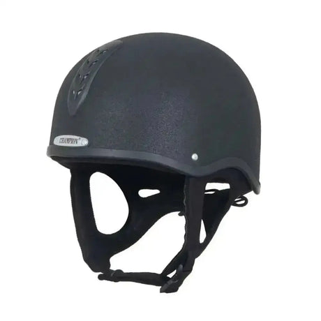 Black champion junior x-air jockey helmet riding hat with matte finish and adjustable straps for secure fit