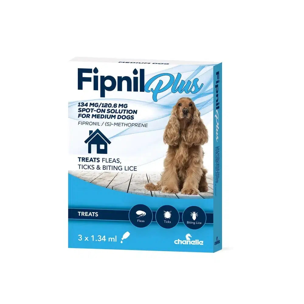 Chanelle Fipnil Plus Spot-On For Medium Dogs 10 - 20 KG - 3 PIPETTES Barnstaple Equestrian Supplies