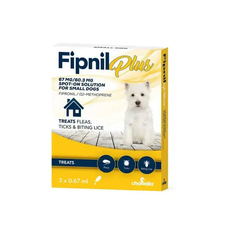 Chanelle Fipnil Plus Spot-On For Small Dogs 2 - 10kg X 3 PIPETTES Flea Treatments