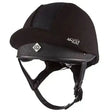 Black charles owen 4star riding hat with mesh ventilation and diamond logo perfect for cross-country skull use