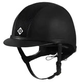 Black charles owen ayr8 plus riding helmet with mesh panel and diamond logo exclusive leather-look design for added elegance
