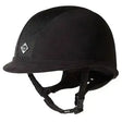 Black charles owen ayr8 plus riding hat with mesh panel and silver diamond logo for safe and stylish riding