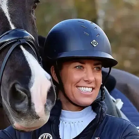 Charles Owen AyrBrush Peaked Riding Helmet With Pinstripe MYPS Small 52Cm - 55Cm Standard Black Riding Hats