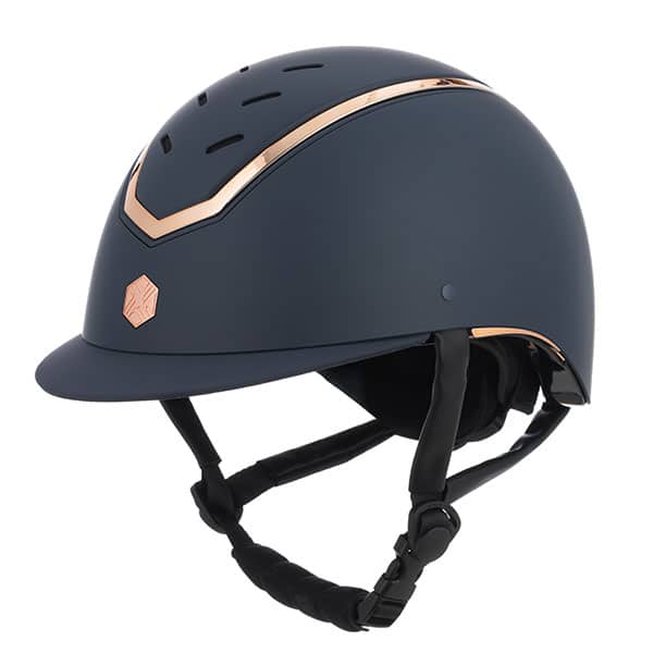 Charles Owen EQX Kylo Riding Helmet Navy Matt Small Rose Gold Wide Peak Adjustable Riding Hats