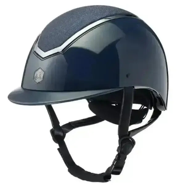 Charles Owen EQX Kylo Sparkly Riding Helmet Navy Gloss Small Pewter Wide Peak Adjustable Riding Hats