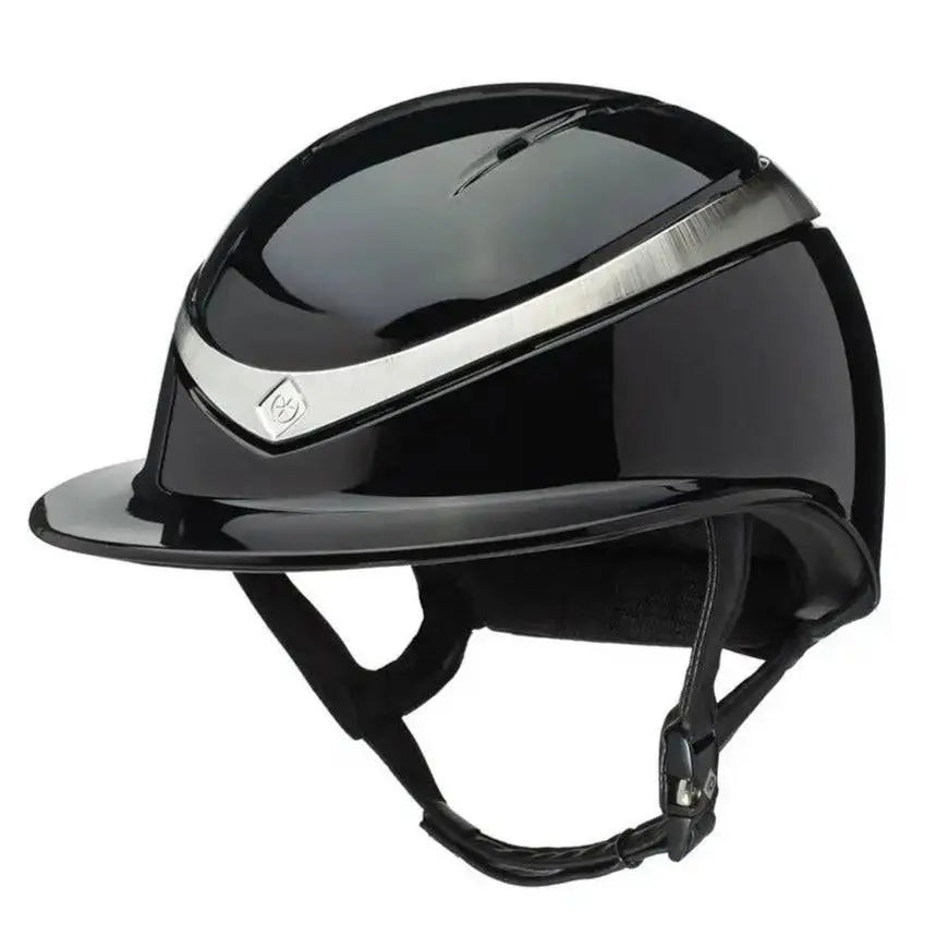 Charles Owen Halo Riding Helmet Gloss Black Shell Small Platinium Riding Hats Barnstaple Equestrian Supplies