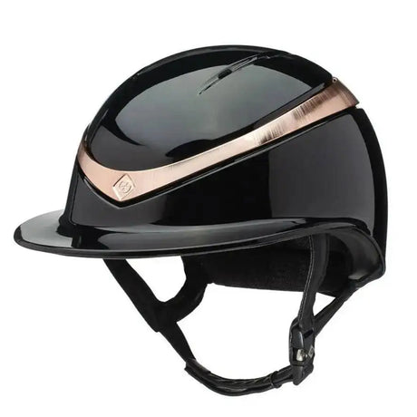 Charles Owen Halo Riding Helmet Gloss Black Shell Small Rose Gold Riding Hats Barnstaple Equestrian Supplies