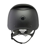 Matte black charles owen luna riding helmet with diamond logo featuring stylized moon and star for equestrian use