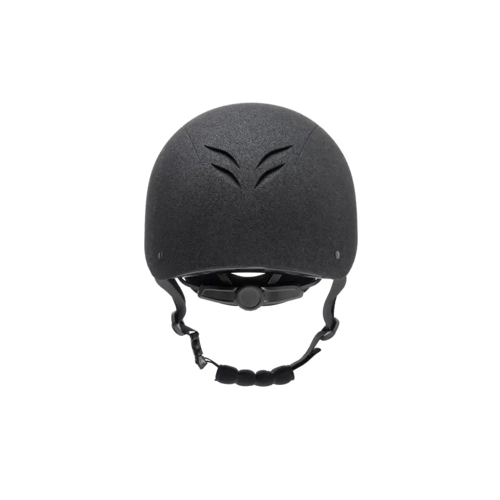 Black charles owen phoenix jockey skull helmet with textured matte finish and ventilation slots on top