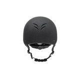Black charles owen phoenix jockey skull helmet with textured matte finish and ventilation slots on top