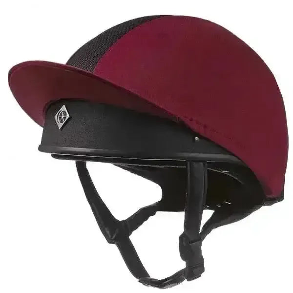 Charles Owen Pro 11 Plus Hat Silks Riding Hat Covers Maroon Medium Hat Silks