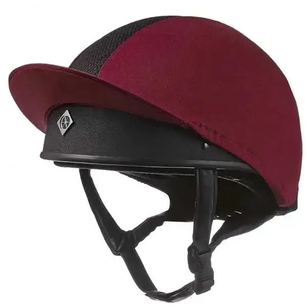 Charles Owen Pro 11 Plus Hat Silks Riding Hat Covers Maroon Medium Hat Silks