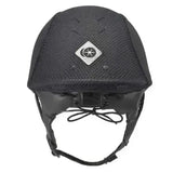 Black charles owen pro 11 plus riding hat with mesh front panel and silver diamond logo for precision-fitting cross-country skull