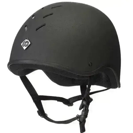 Black matte charles owen young riders riding hat with diamond logo perfect starter riding helmet