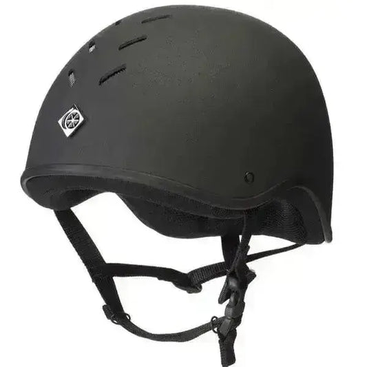 Black matte charles owen young riders riding hat with diamond logo perfect starter riding helmet