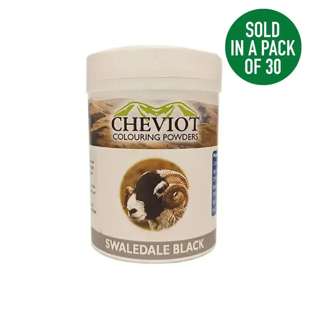 Cheviot sheep colouring powder in swaledale black with ram label for professional sheep colouring use