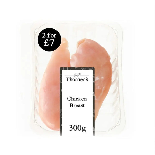 Thorners chicken breast fillets in a clear plastic pack with black and white label perfect for cooking meals