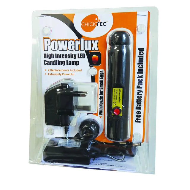 Black chicktec powerlux candler high intensity led candling lamp with power adapter and battery pack included