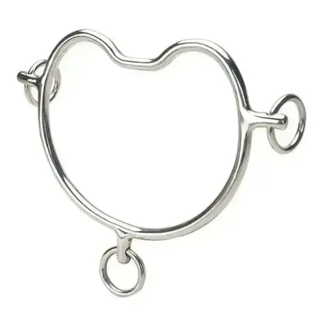 Silver chiffney anti rearing bit with heart-shaped metal design and multiple rings for effective anti-rear control