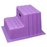 Purple plastic classic showjumps two-step mounting blocks with textured ribbed surfaces and top step hole