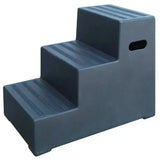 Dark gray plastic two-step stool with abrasive anti-slip strips and handle cutout from classic showjumps premium for large livery yards