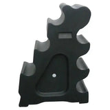 Black plastic dumbbell rack with curved slots in classic showjumps sloping block for popular selling jump sets