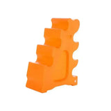 Bright orange plastic dinosaur shaped classic showjumps sloping storage rack with tiered levels and textured design