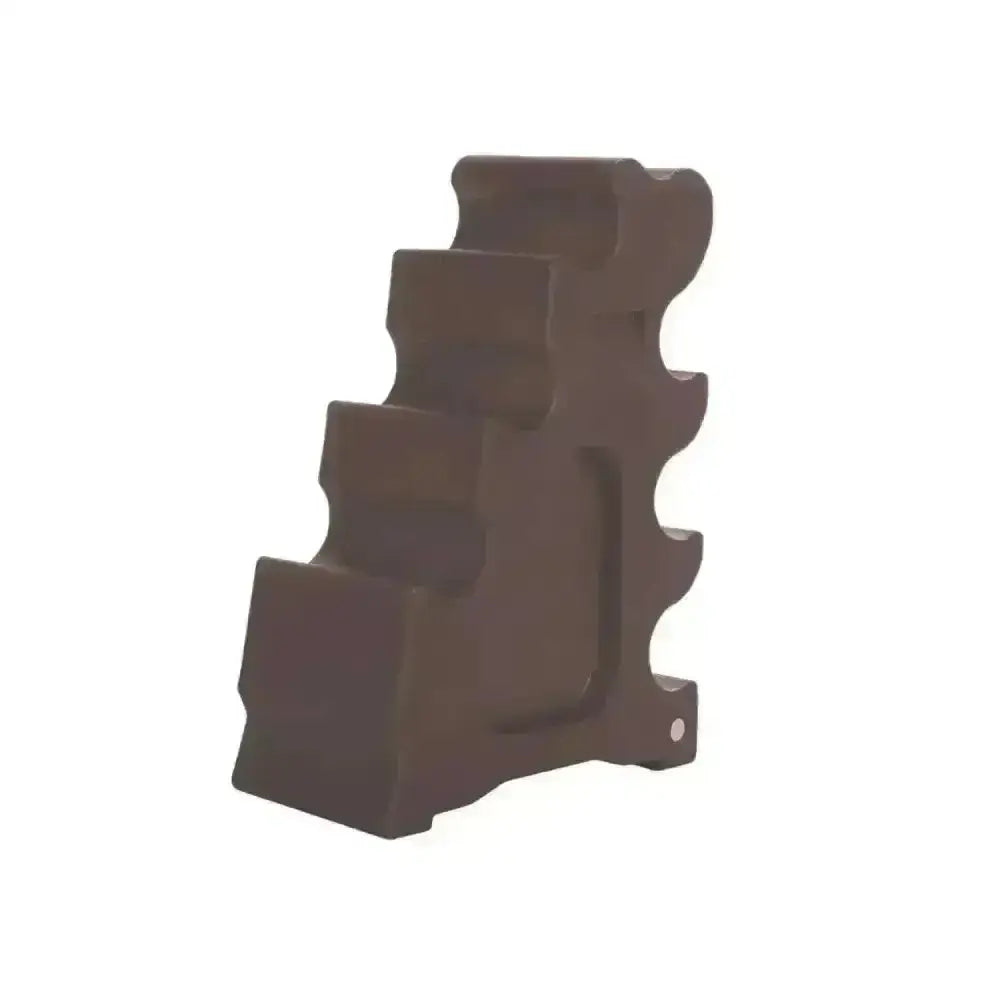 Brown plastic toy dinosaur with textured segmented body and rounded edges in classic showjumps sloping block style
