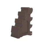 Brown plastic toy dinosaur with textured segmented body and rounded edges in classic showjumps sloping block style
