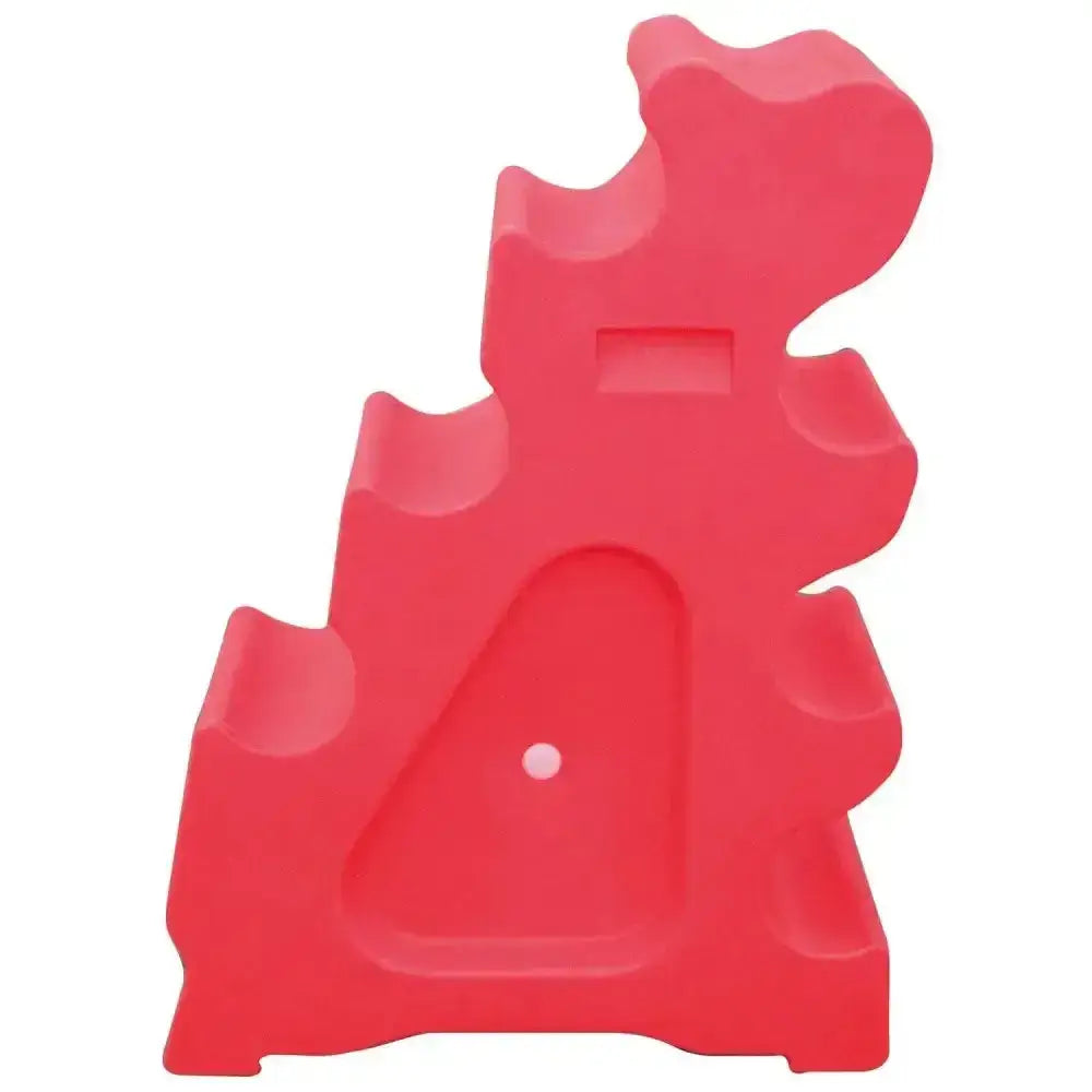 Red plastic horse toy with molded details and hole near base for classic showjumps sloping block popular selling jump