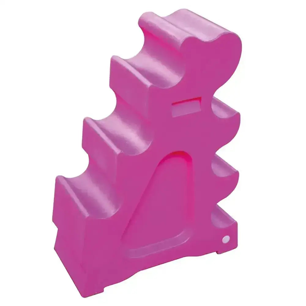 A vibrant pink plastic classic showjumps sloping block with ridges and cutouts, a popular selling jump design