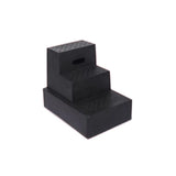 Black rubber classic showjumps standard mounting block three tread with textured non slip surface and central slot