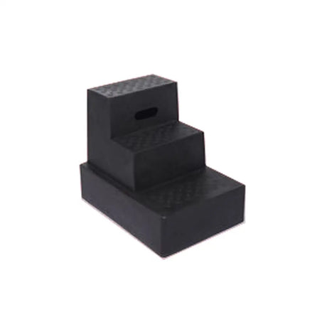 Black rubber classic showjumps standard mounting block three tread with textured non slip surface and central slot