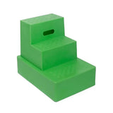 Bright green classic showjumps standard mounting block three tread with textured non slip steps and handle cutout