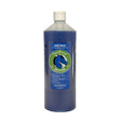 Cleanround fragranced yard wash in a clear plastic bottle with blue liquid and green label for fresh horse yards