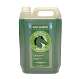 Green cedarwood medicated shampoo in a 5-litre plastic jug with white handle and cap for horses cleanround medicated shampoo