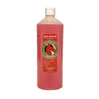 A pink 1 litre bottle of cleanround medicated shampoo strawberry scent with a white cap for horses