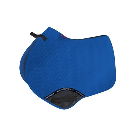 Bright blue quilted close contact pad sapphire blue with black trim and purple superior km elite logo