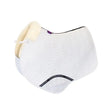 White quilted close contact pad with cream lambswool rolled edge and black trim from distinction range close