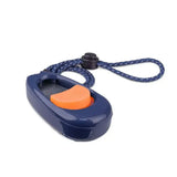 Navy blue plastic coachi multi-clicker dog training clicker with orange trigger and adjustable navy braided wrist strap
